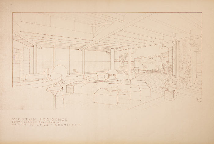 Section of Living Room, House for Donald Weston