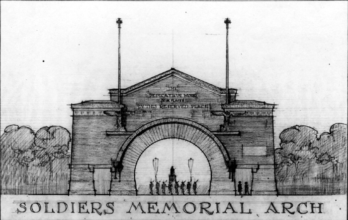 Presentation rendering
Soldier's Memorial Arch for C. M. Loring, project
circa 1908