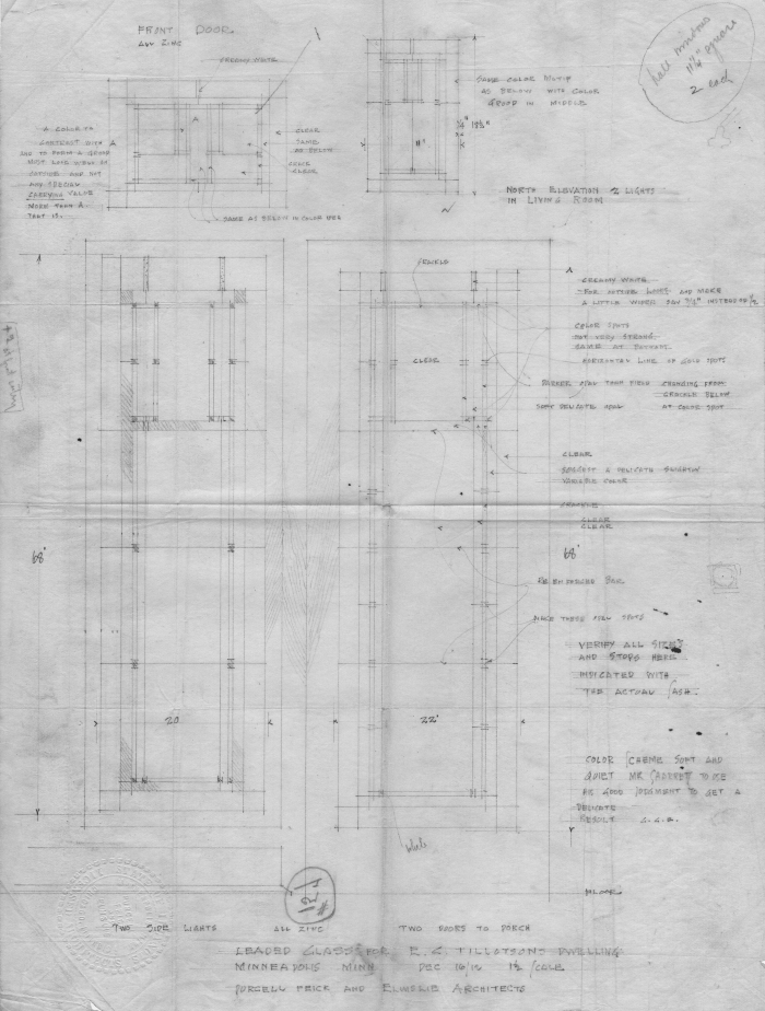 Leaded glass design
House for E. C. Tillotson
circa 1912