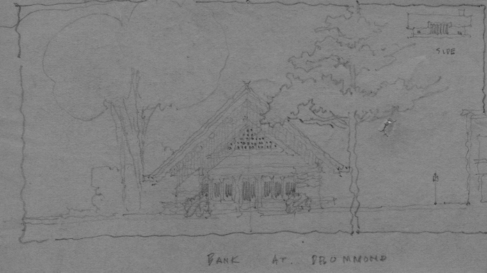 Front elevation
Bank for the Owen Lumber Company, project
circa 1919