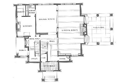 First floor plan
House
George W. Maher, architect
Highland Park, Illinois