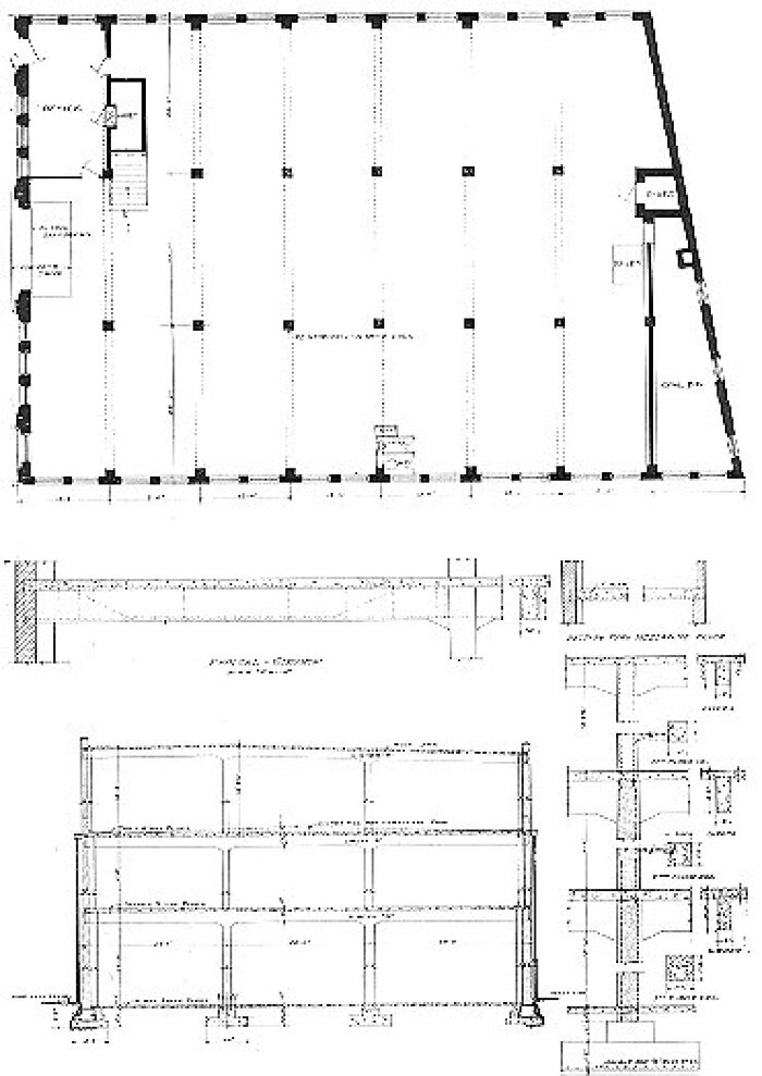 Floor plan and section
Building for the Original Manufacturing Company
Tallmadge and Watson, architects
Chicago, Illinois