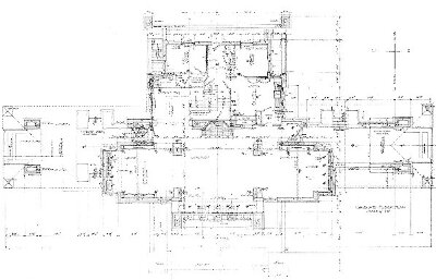 First floor plan
House for E. P. Irving
Frank Lloyd Wright, architect
Hermann V. von Holst, architect
Marion Mahony Griffin, associated architect
Decatur, Illinois