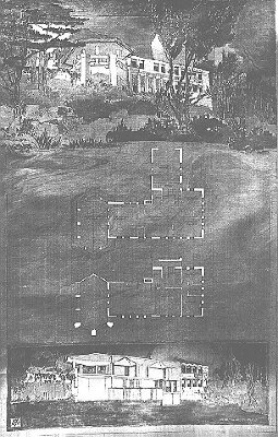 Presentation rendering
House for Holahan, Rock Crest and Rock Glen development
Walter Burley Griffin and Marion Mahony Griffin,
architects
Mason City, Iowa