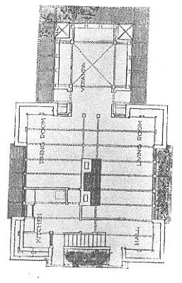 First floor plan
House for Rule, Rock Glen development
Walter Burley Griffin and Marion Mahony Griffin
Mason City, Iowa