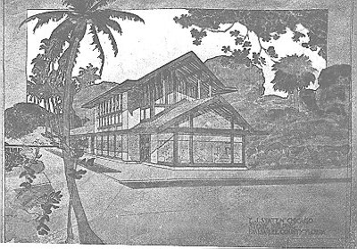 Presentation rendering
Store for E. J. Staten, Idalia Development
Walter Burley Griffin and Marion Mahony Griffin,
architects
Lee County, Florida