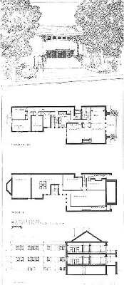 Presentation rendering
Duplex apartment houses for Albert Cohn
Walter Burley Griffin and Marion Mahony Griffin,
architects
Chicago, Illinois