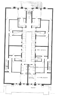 Residential floor plan
Store and Apartment Building
Walter Burley Griffin and Marion Mahony Griffin,
architects
Chicago, Illinois