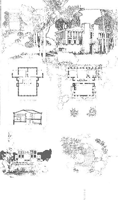 Presentation rendering
House for Walter Burley Griffin, Trier Center
Neightborhood Development
Walter Burley Griffin and Marion Mahony Griffin,
architects
Winnetka, Illinois
