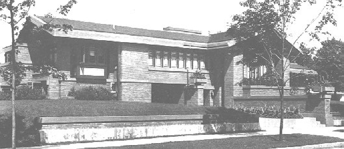 Exterior perspective, left front view
House for D. M. Amberg
Hermann V. von Holst, architect
Marion Mahony Griffin, associated architect
Grand Rapids, Michigan
