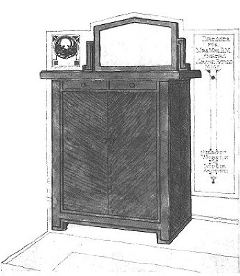 Furniture rendering, chest of drawers
House for D. M. Amberg
Hermann V. von Holst, architect
Marion Mahony Griffin, associated architect
Grand Rapids, Michigan
Manufactured by Niedecken and Walbridge
