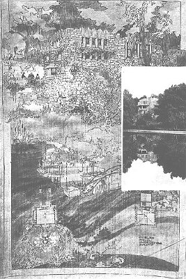 Presentation rendering, overlayed with two photographs
House for J. G. Melson, Rock Glen development
Walter Burley Griffin and Marion Mahony Griffin,
architects
Mason City, Iowa