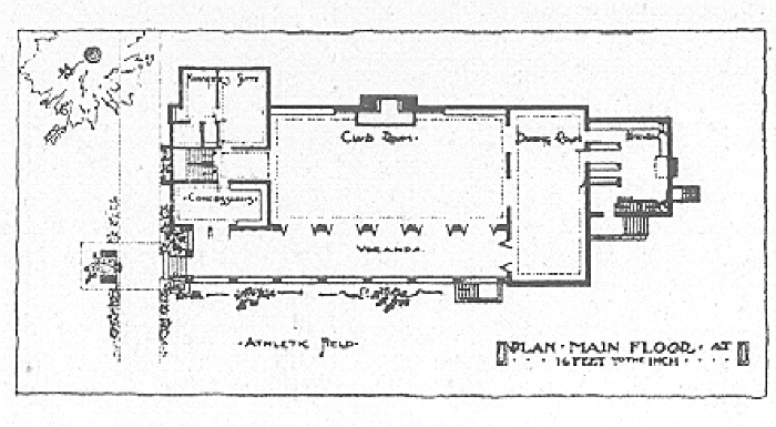 Main floor plan
Clubhouse for Howe School
Hermann V. von Holst, architect
Howe, Indiana