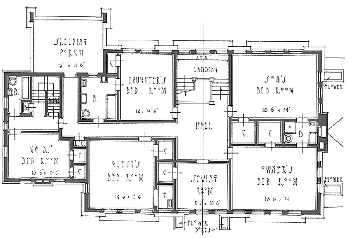 Second floor plan
House for Henry Salzer
Percy Dwight Bentley, architect
La Crosse, Wisconsin