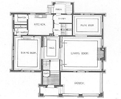 Ground floor plan
House for Frank G. Ely
George W. Maher, architect
Kenilworth, Illinois