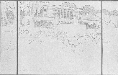 Presentation rendering
House for Thomas Paul Hardy
Frank Lloyd Wright, architect
Racine, Wisconsin