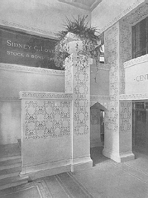 Interior, lobby stairwell
Rookery Building, remodelling
Frank Lloyd Wright, architect
Chicago, Illinois