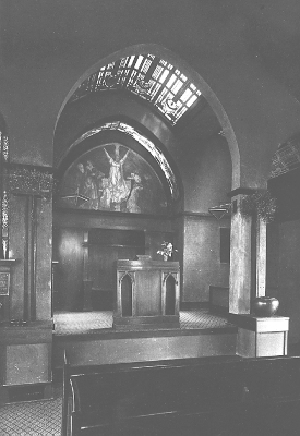 Interior, sanctuary and pulpit
Church of All Souls
Marion Mahony Griffin, architect
Evanston, Illinois