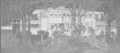 Presentation rendering
House for Mary M. W. Adams
Frank Lloyd Wright, architect
Highland Park, Illinois