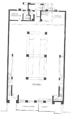 Commercial floor plan
Store and Apartment Building
Walter Burley Griffin and Marion Mahony Griffin,
architects
Chicago, Illinois
