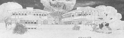 Presentation rendering
House for F. W. and Philip Itte
Walter Burley Griffin and Marion Mahony Griffin,
architects
Chicago, Illinois
1908
