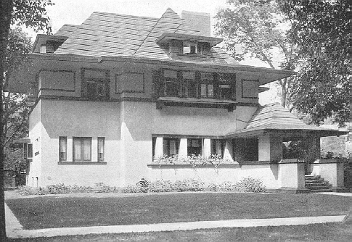 Exterior perspective
House for Moore
Frank Lloyd Wright, architect
Oak Park, Illinois