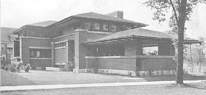 Exterior perspective, rear view
House for William R. Heath
Frank Lloyd Wright, architect
Buffalo, New York