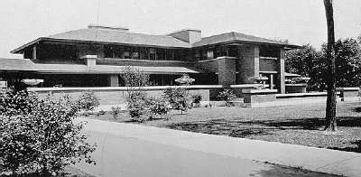 Exterior perspective, front view
House for D. D. Martin
Frank Lloyd Wright, architect
Buffalo, New York