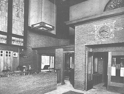 Interior detail, main banking room
Merchants National Bank
Louis Henri Sullivan, architect
Grinnell, Iowa