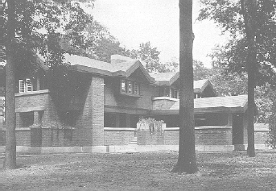 Exterior perspective
House for P. A. Beachy
Frank Lloyd Wright, architect
Oak Park, Illinois