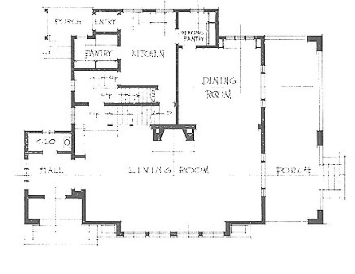 First floor plan
House for S. H. Bingham
George W. Maher, architect
Highland Park, Illinois