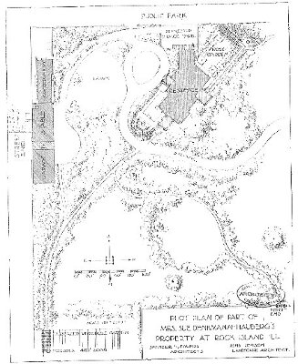 Plat of grounds
Sue Denkman (Mrs. J. H. Hauberg) residence
Spencer and Powers, architects
Rock Island, Illinois
Jens Jensen, landscaping