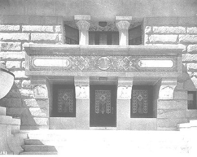 Exterior detail, front entrance
House for James A. Patten
George W. Maher, architect
Evanston, Illinois
