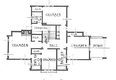 Second floor plan
H. Scarborough residence
George W. Maher, architect
Highland Park, Illinois